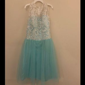 Short Sleeve Lace Ball Gown Dress
